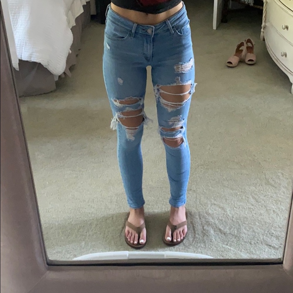 Low rise light-washed ripped skinny jeans - LEVIS